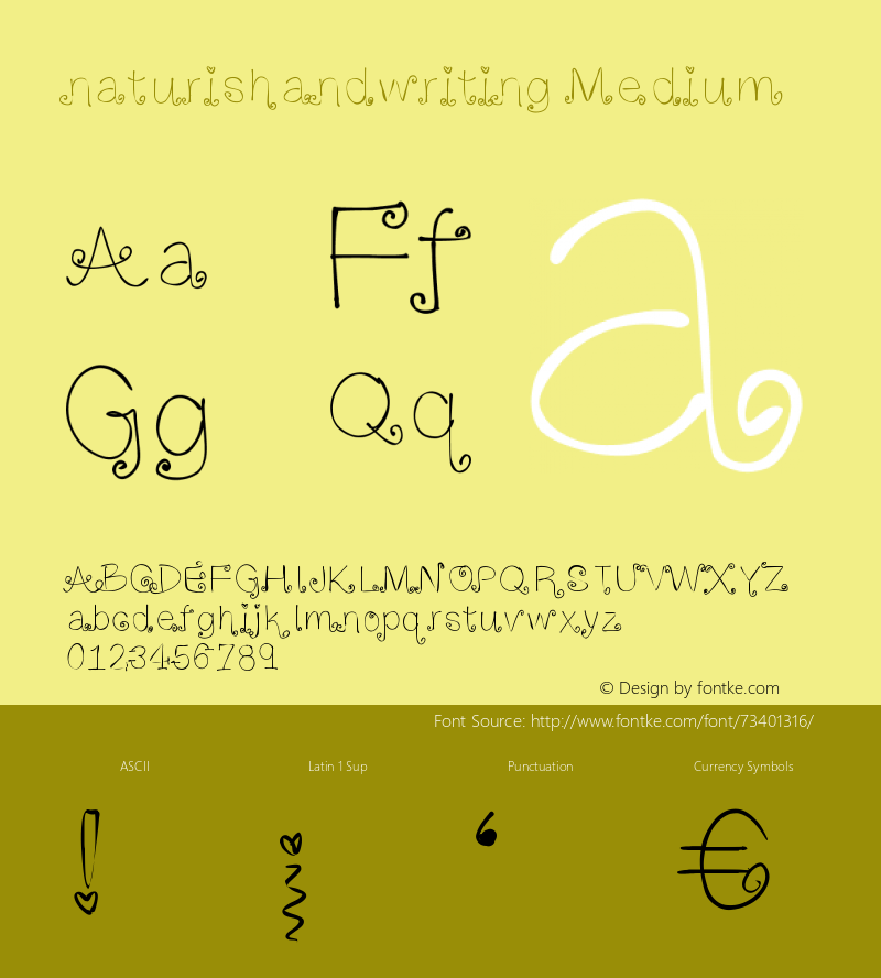 naturishandwriting Version 001.000 Font Sample