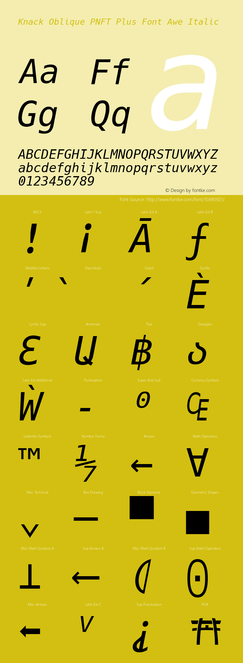 Knack Oblique PNFT Plus Font Awe Italic Version 2.009;PS 002.009;hotconv 1.0.70;makeotf.lib2.5.58329 Font Sample