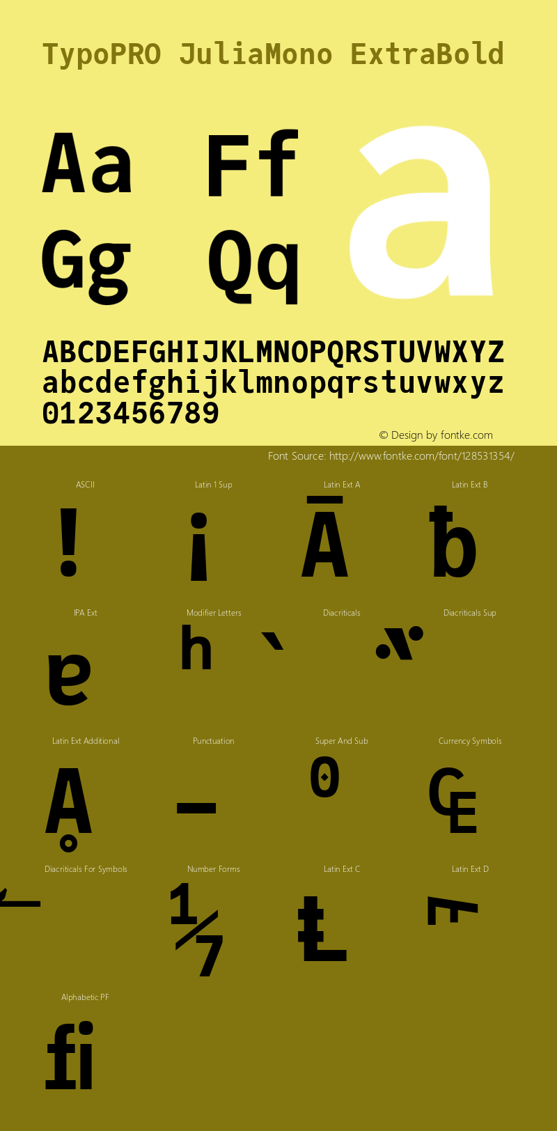 TypoPRO JuliaMono ExtraBold Version 0.018; ttfautohint (v1.8) Font Sample