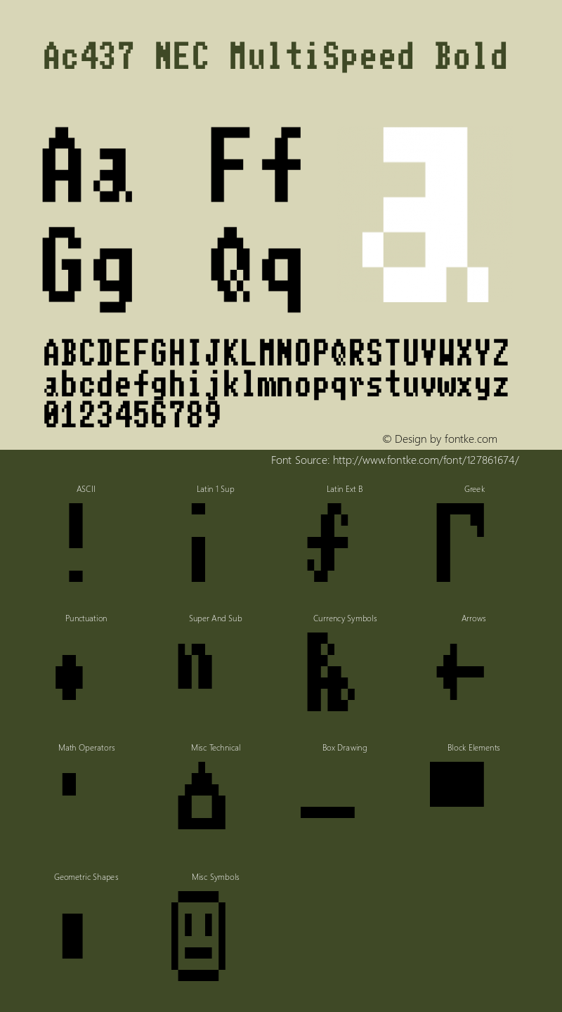 Ac437 NEC MultiSpeed Bold v2.2-2020-11 Font Sample