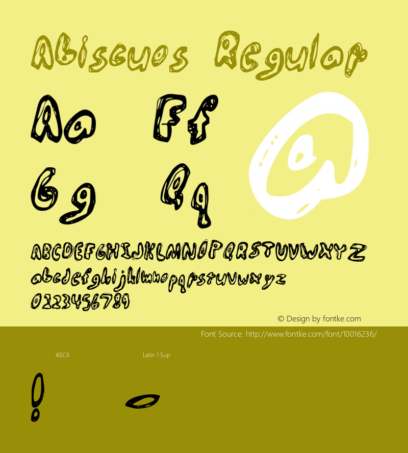 Abiscuos Regular 1998; 1.0, initial release Font Sample