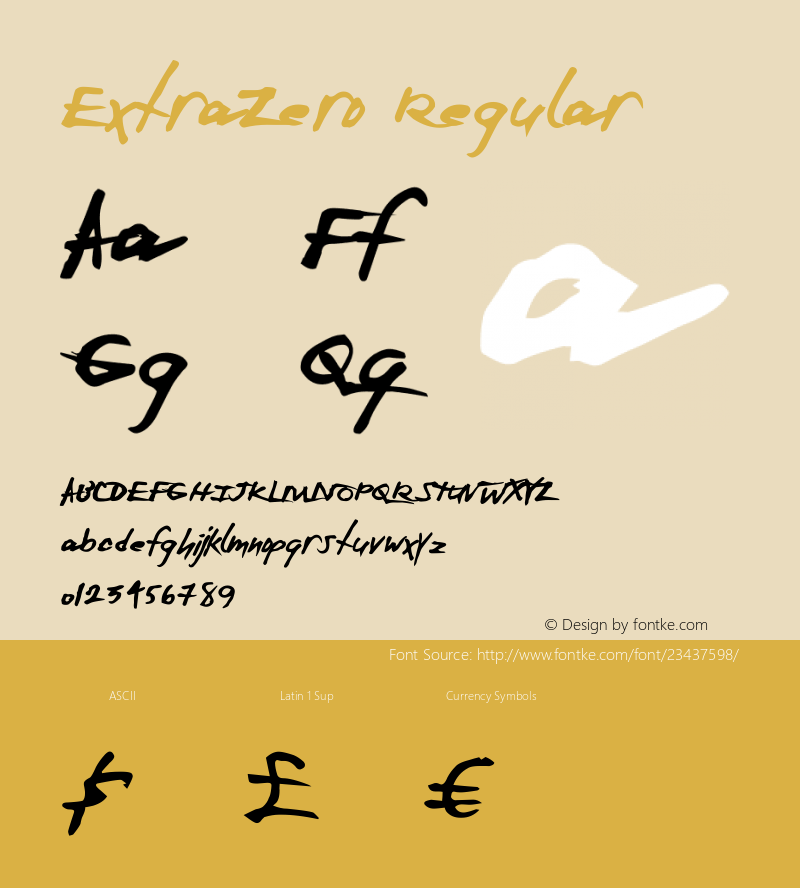 ExtraZero Version 1.00 December 9, 2013, initial release Font Sample