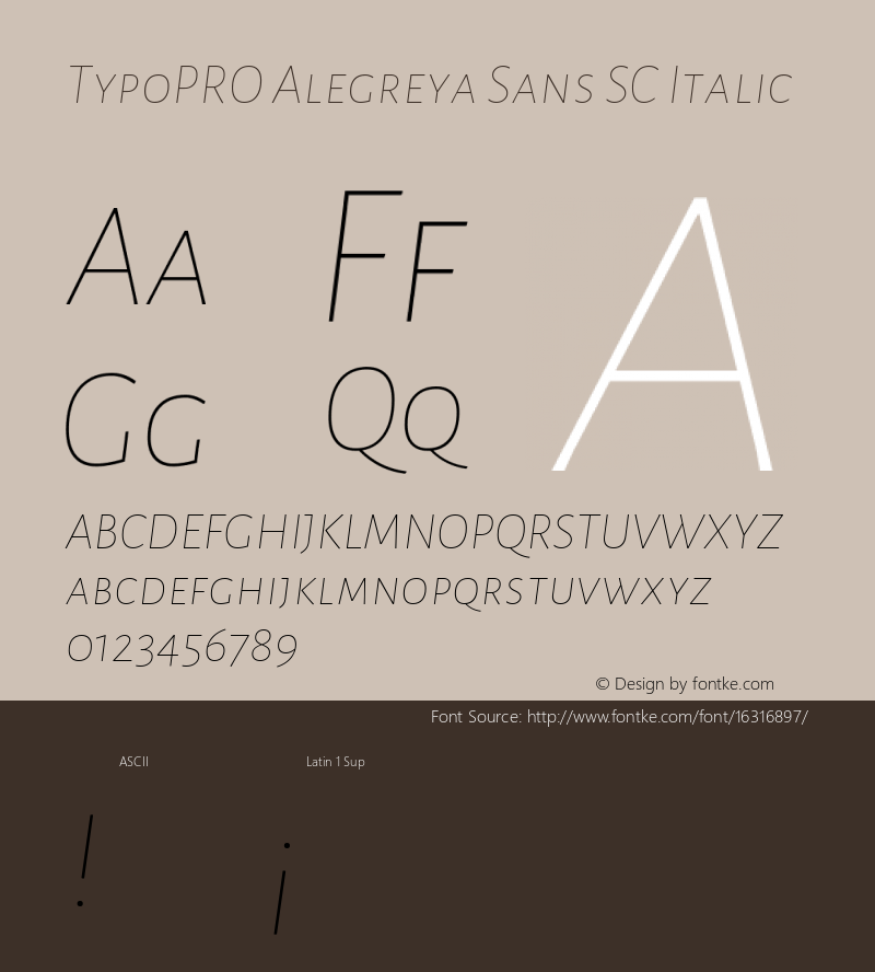 TypoPRO Alegreya Sans SC Italic Version 1.000;PS 001.000;hotconv 1.0.70;makeotf.lib2.5.58329 DEVELOPMENT Font Sample