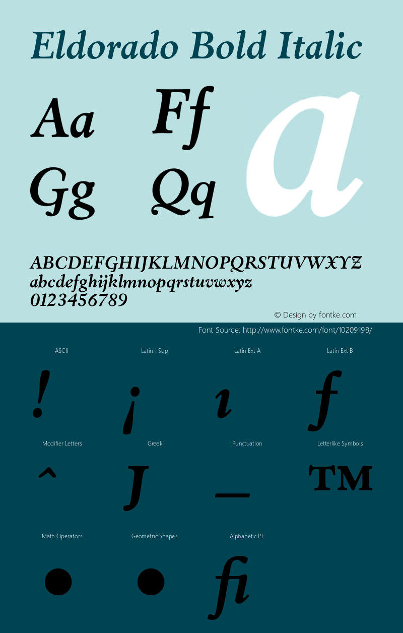 Eldorado Bold Italic 001.000 Font Sample