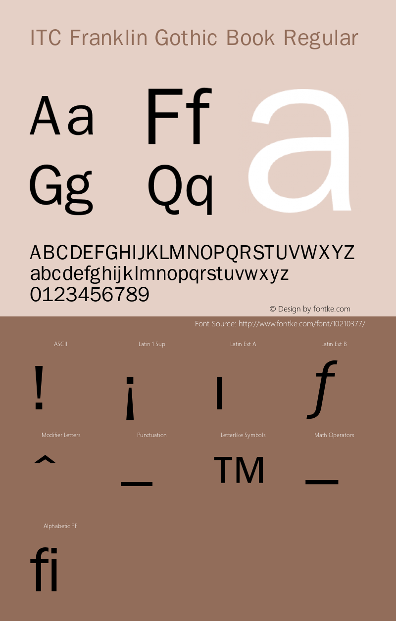 ITC Franklin Gothic Book Regular 001.001 Font Sample