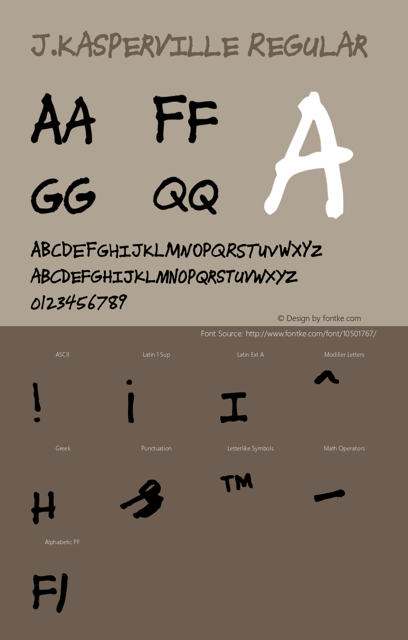 J.Kasperville Regular Version 1.0 Font Sample