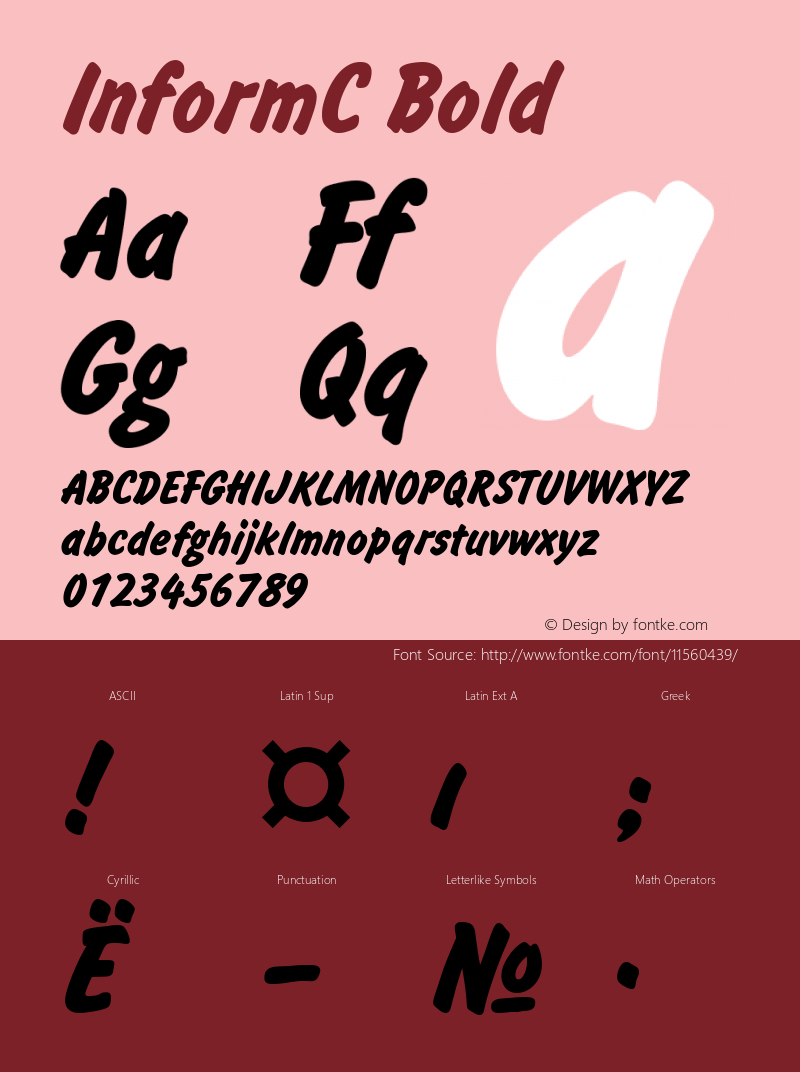 InformC Bold Version 001.000 Font Sample