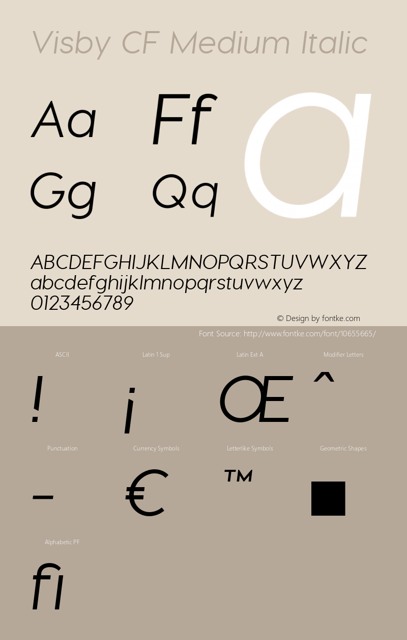 Visby CF Medium Italic Version 1.005;PS 001.005;hotconv 1.0.70;makeotf.lib2.5.58329 Font Sample