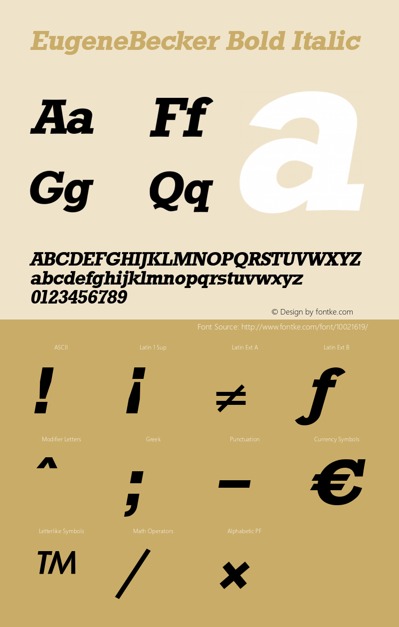 EugeneBecker Bold Italic 001.000 Font Sample