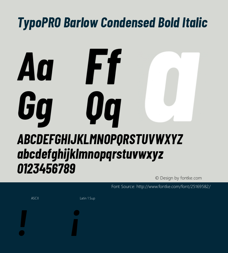 TypoPRO Barlow Condensed Bold Italic Version 1.301 Font Sample