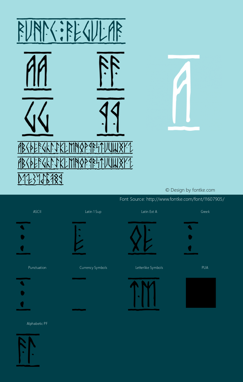 Runic Regular Version 1.0; 2001; initial release Font Sample