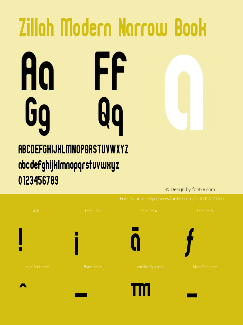 Zillah Modern Narrow Book Version 0.9 Font Sample