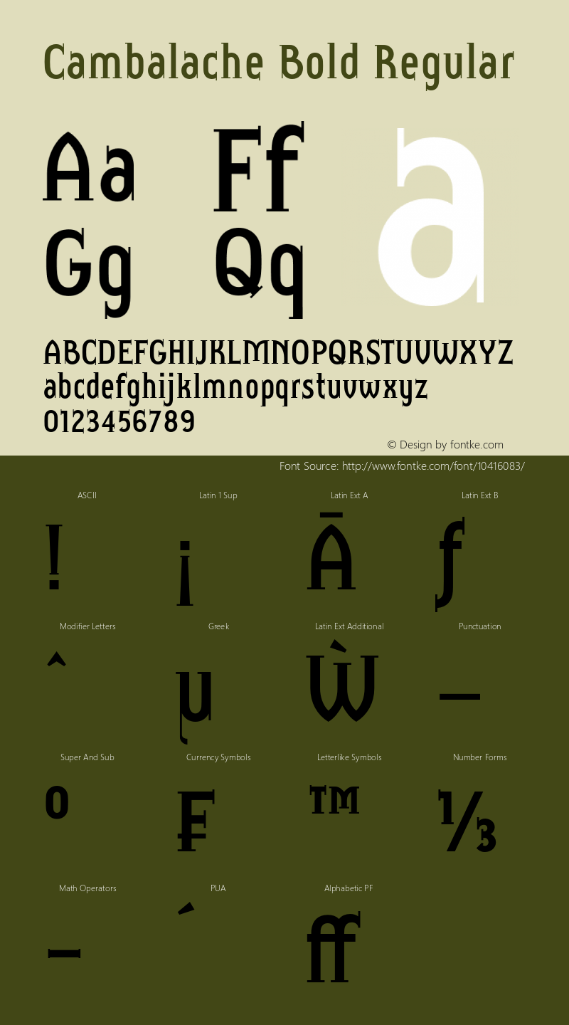 Cambalache Bold Regular Version 1.5 Font Sample