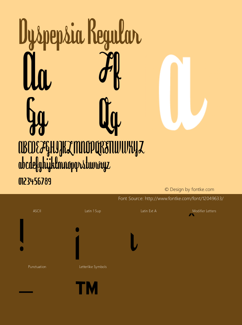 Dyspepsia Regular OTF 3.000;PS 001.001;Core 1.0.29 Font Sample