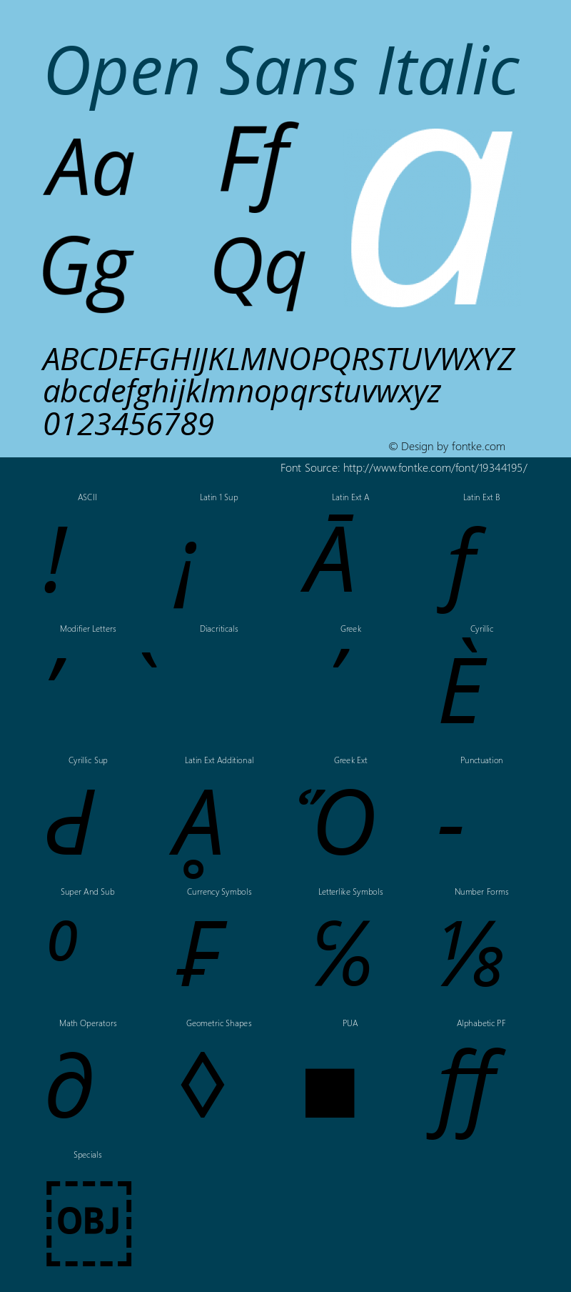 Open Sans Italic Version 1.10 Font Sample