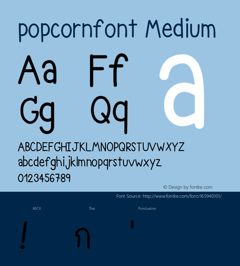 popcornfont Version 001.000 Font Sample