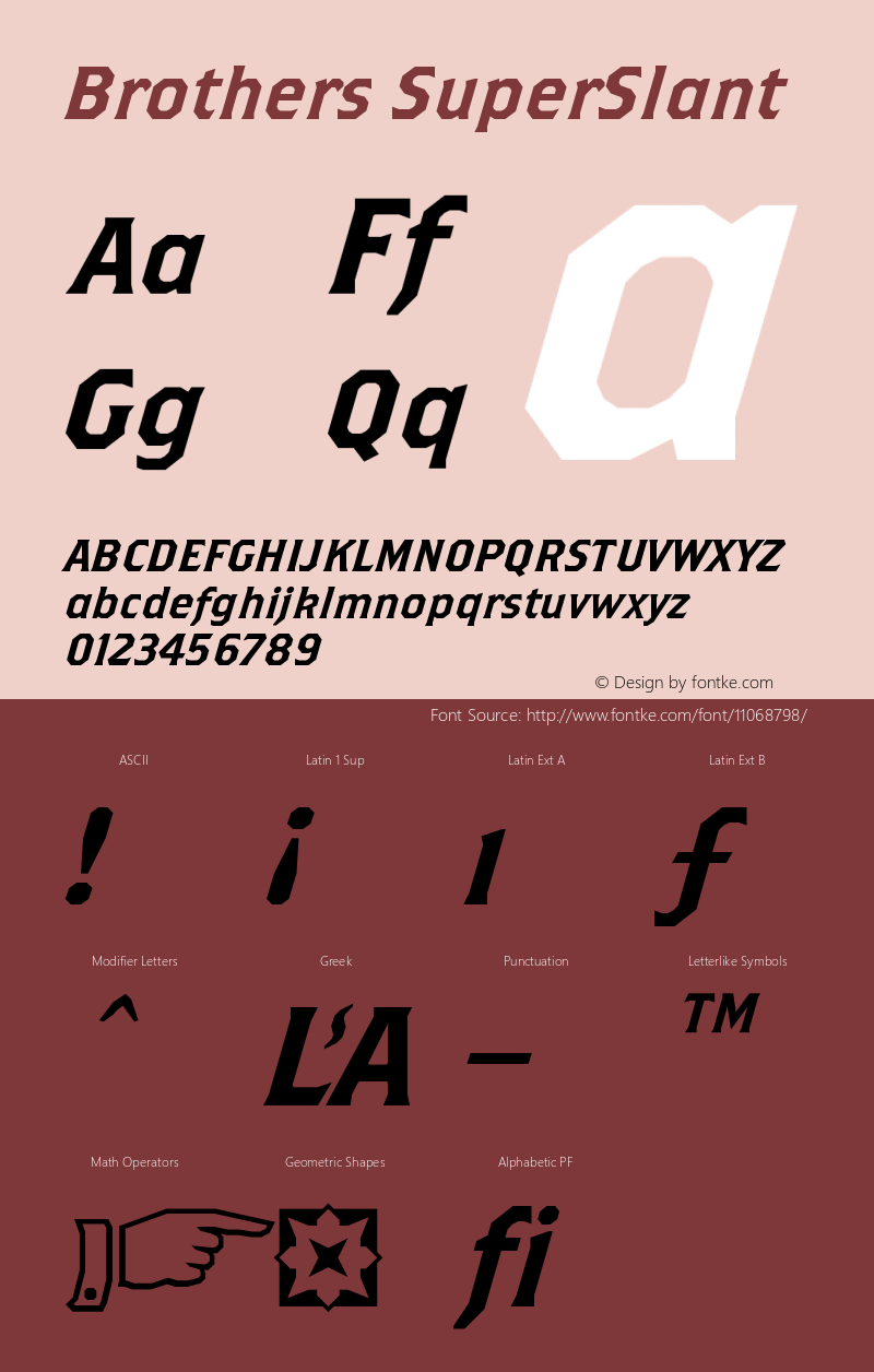 Brothers SuperSlant Version 001.000 Font Sample