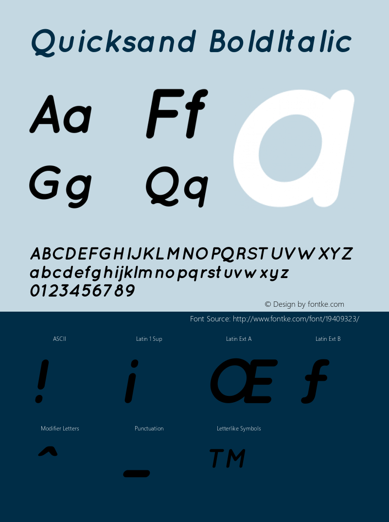 Quicksand Bold Italic Version 001.001 Font Sample
