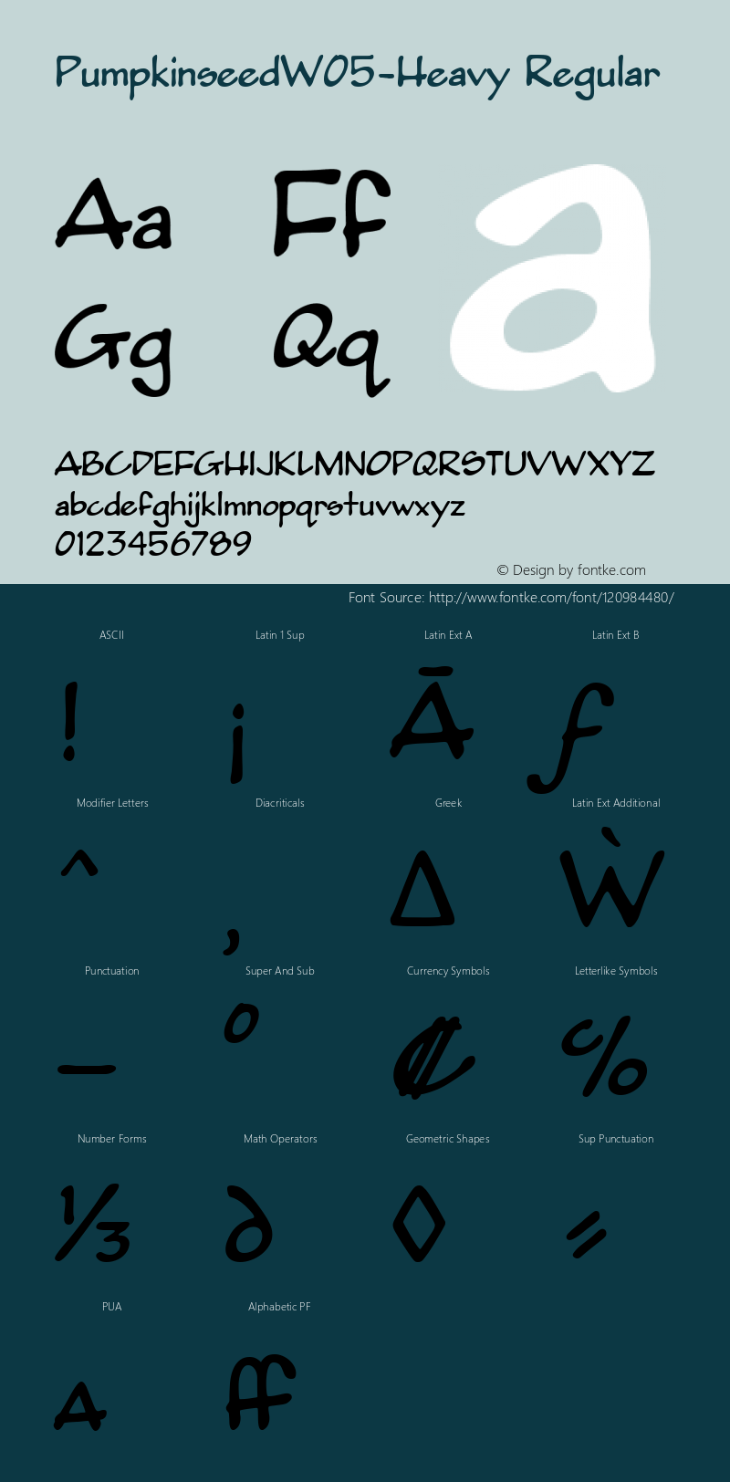 Pumpkinseed W05 Heavy Version 2.30 Font Sample