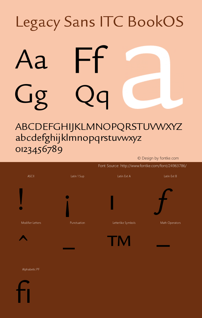 Legacy Sans ITC Book OS Version 001.005 Font Sample