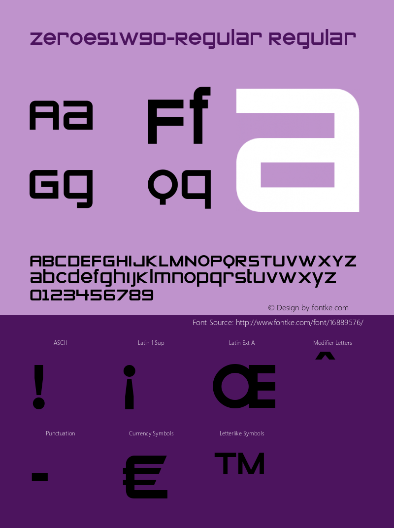 Zeroes1W90-Regular Regular Version 3.00 Font Sample