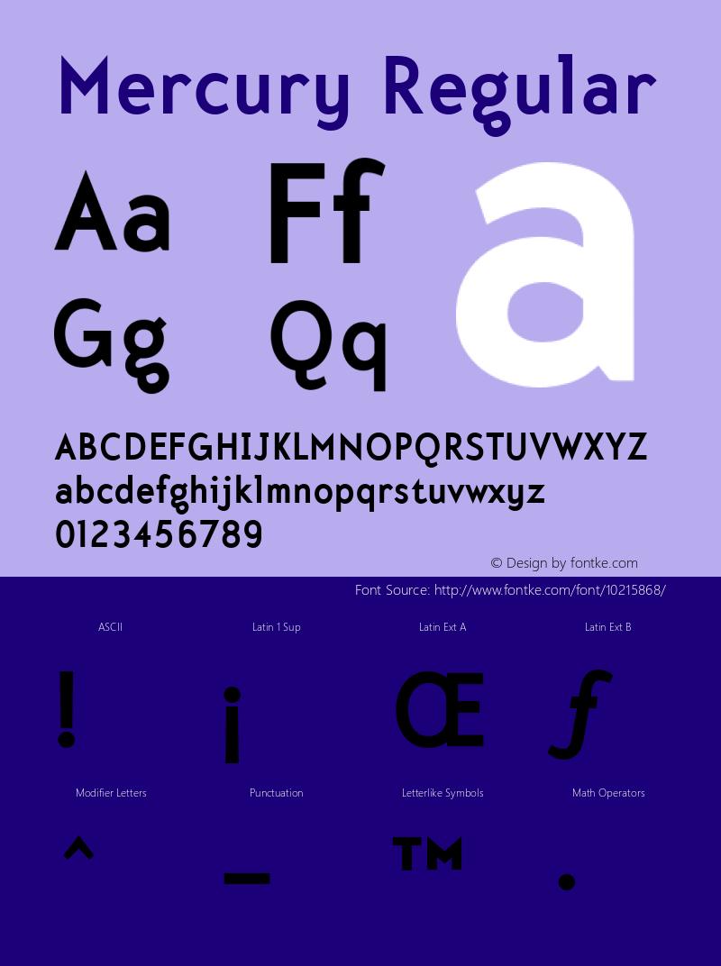 Mercury Regular Version 1.00 Font Sample