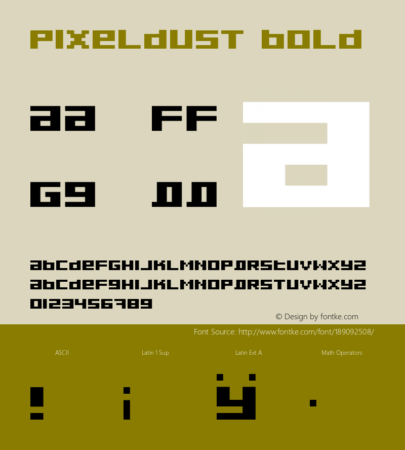 Pixeldust Bold Version 1.0; 2001图片样张