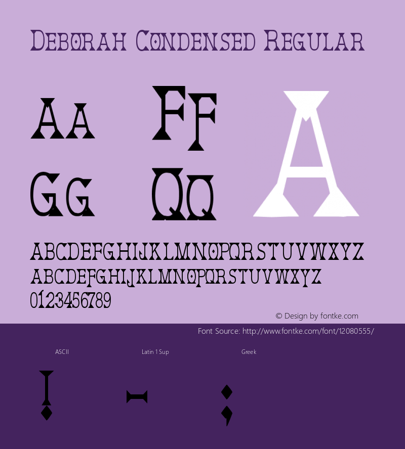 Deborah Condensed Regular Version 1.00 October 5, 2008, initial release Font Sample