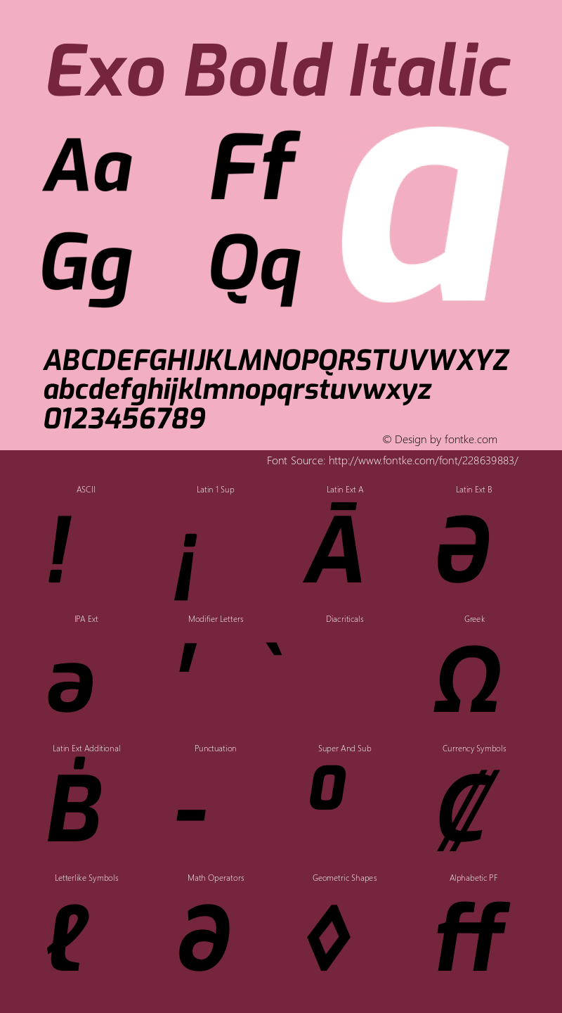 Exo Bold Italic Version 2.001图片样张