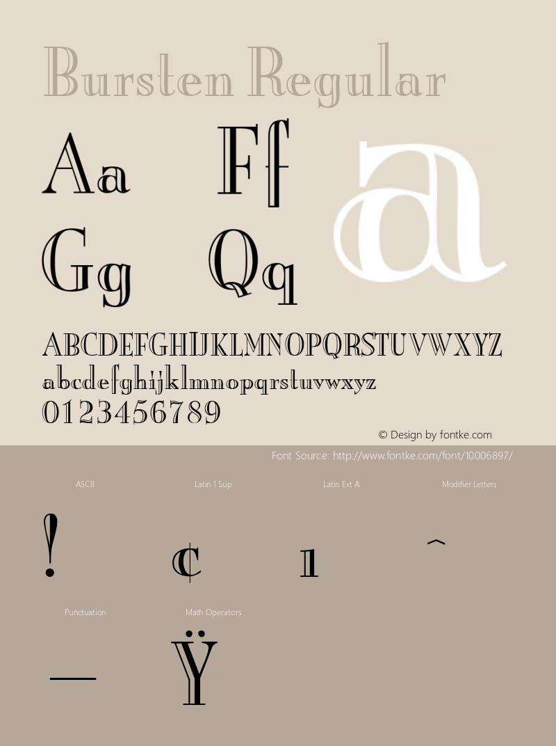 Bursten Regular Altsys Fontographer 4.0.3 2/5/94 Font Sample