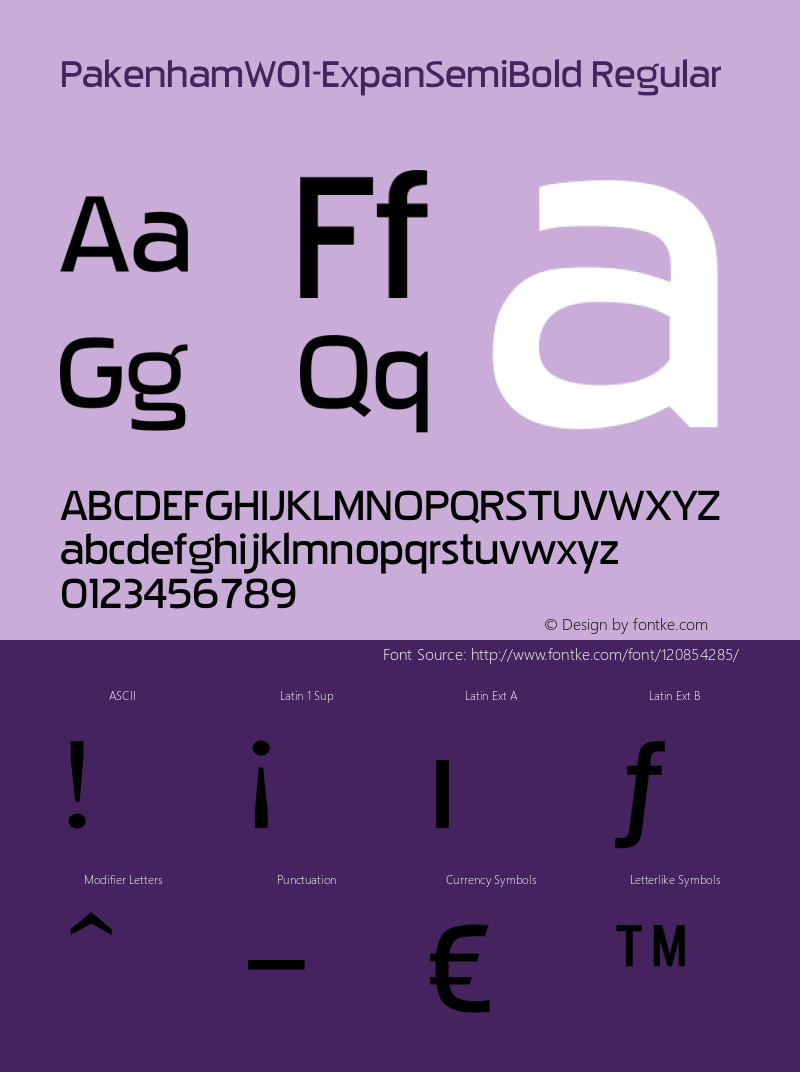 Pakenham W01 Expanded SemiBold Version 3.00 Font Sample