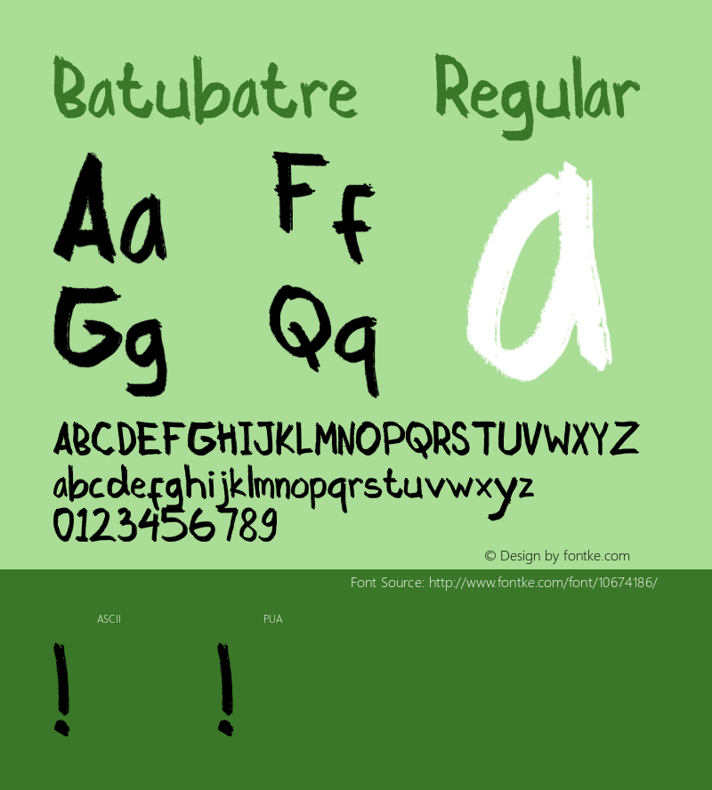 Batubatre Regular Unknown Font Sample