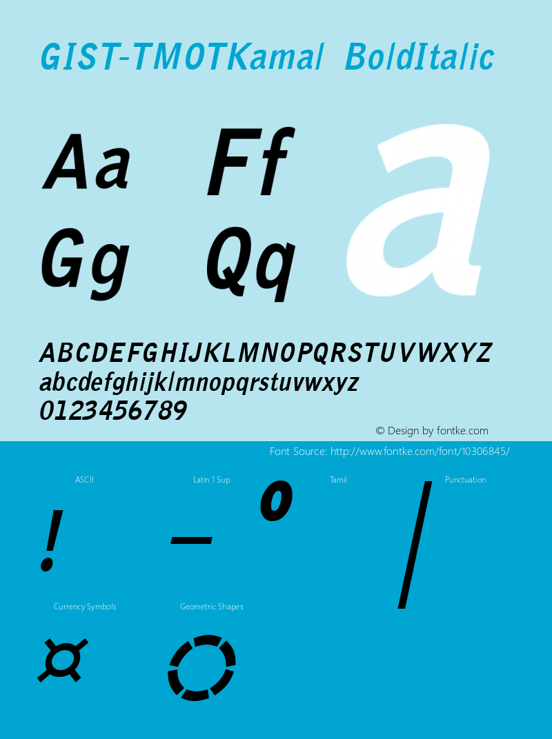 GIST-TMOTKamal BoldItalic 9.0 Font Sample