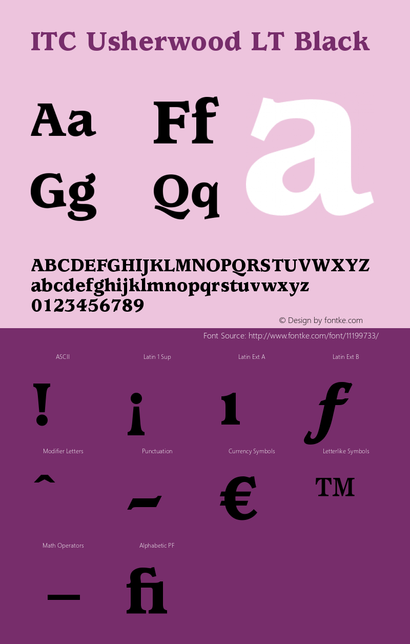 ITC Usherwood LT Black Version 006.000 Font Sample