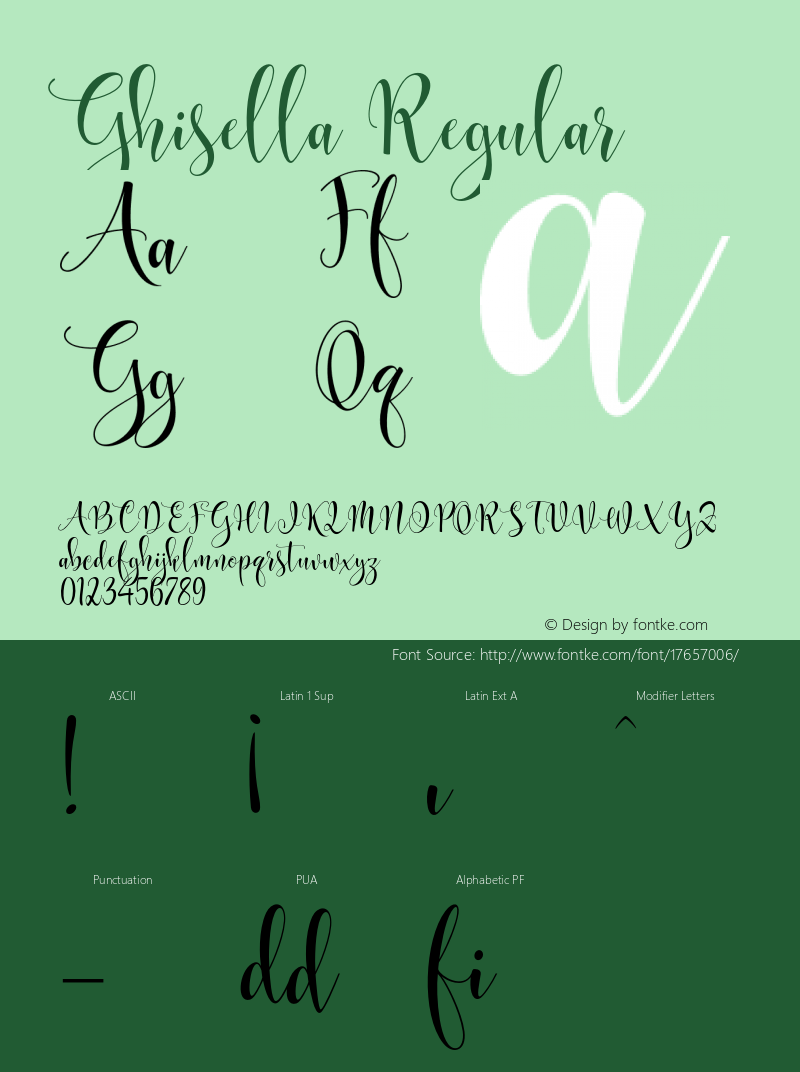 Ghisella Regular Version 1.000 Font Sample