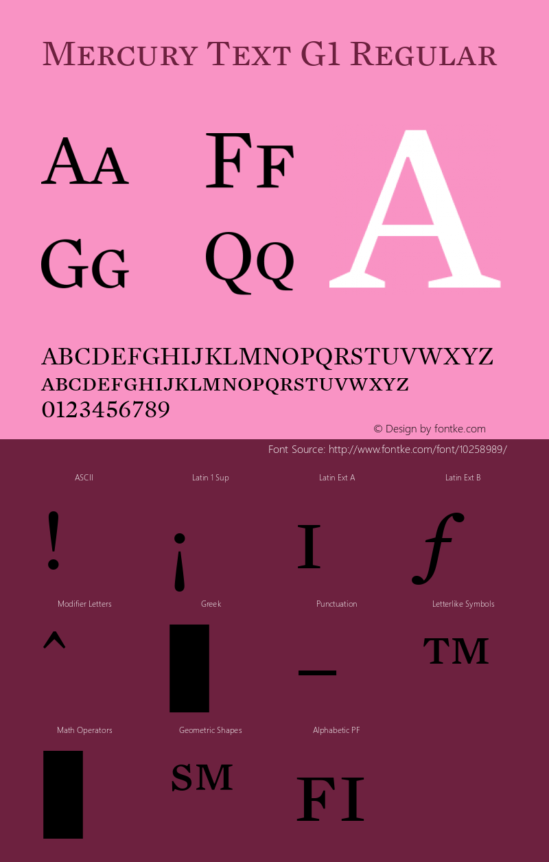 Mercury Text G1 Regular 001.000 Font Sample