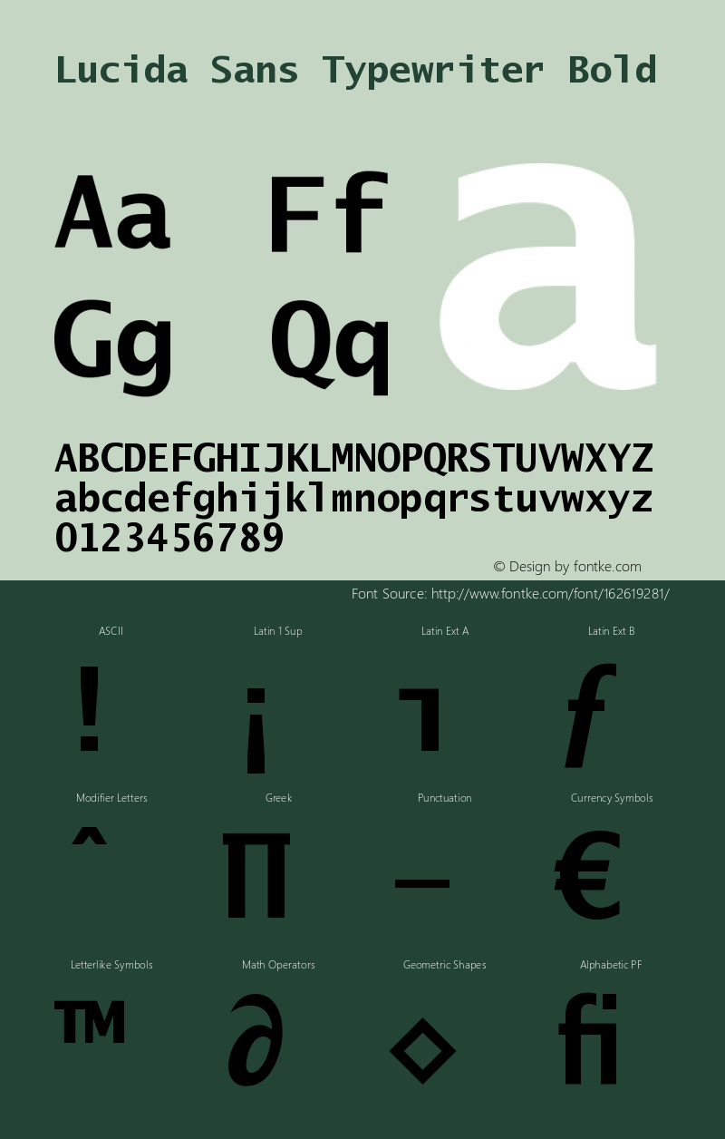 Lucida Sans Typewriter Bold Version 1.00 Font Sample