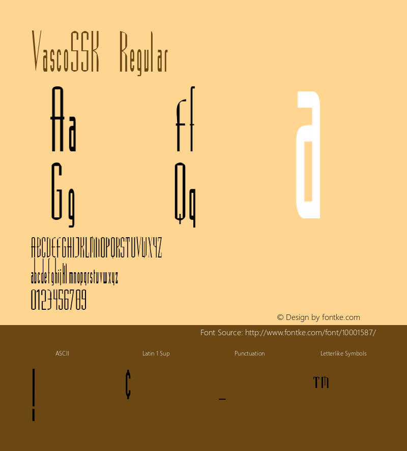 VascoSSK Regular Macromedia Fontographer 4.1 8/14/95 Font Sample