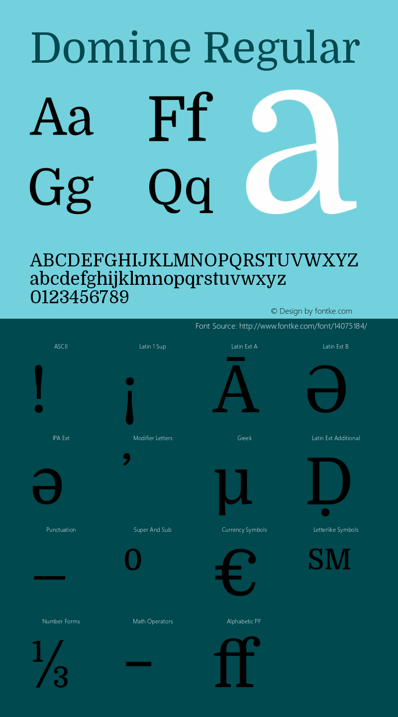 Domine Regular Version 1.000; ttfautohint ( Font Sample