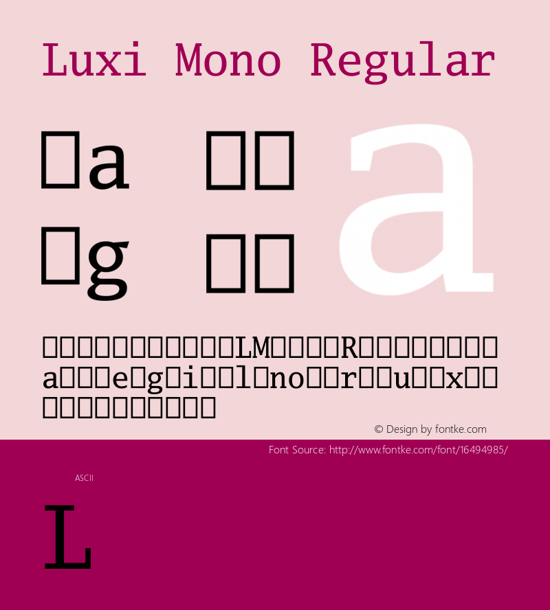 Luxi Mono Regular 1.2 : October 12, 2001 Font Sample