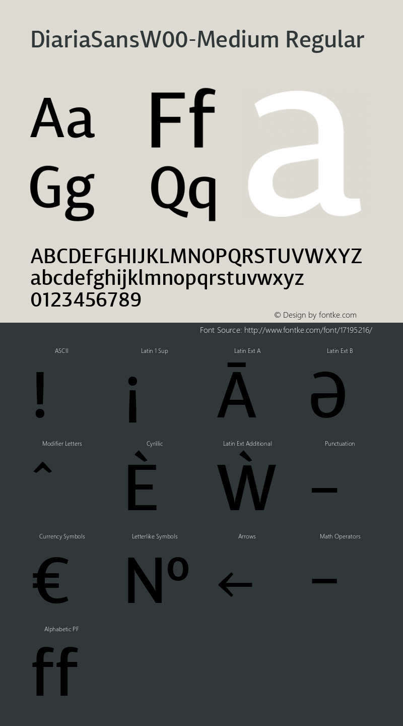 DiariaSansW00-Medium Regular Version 1.00 Font Sample