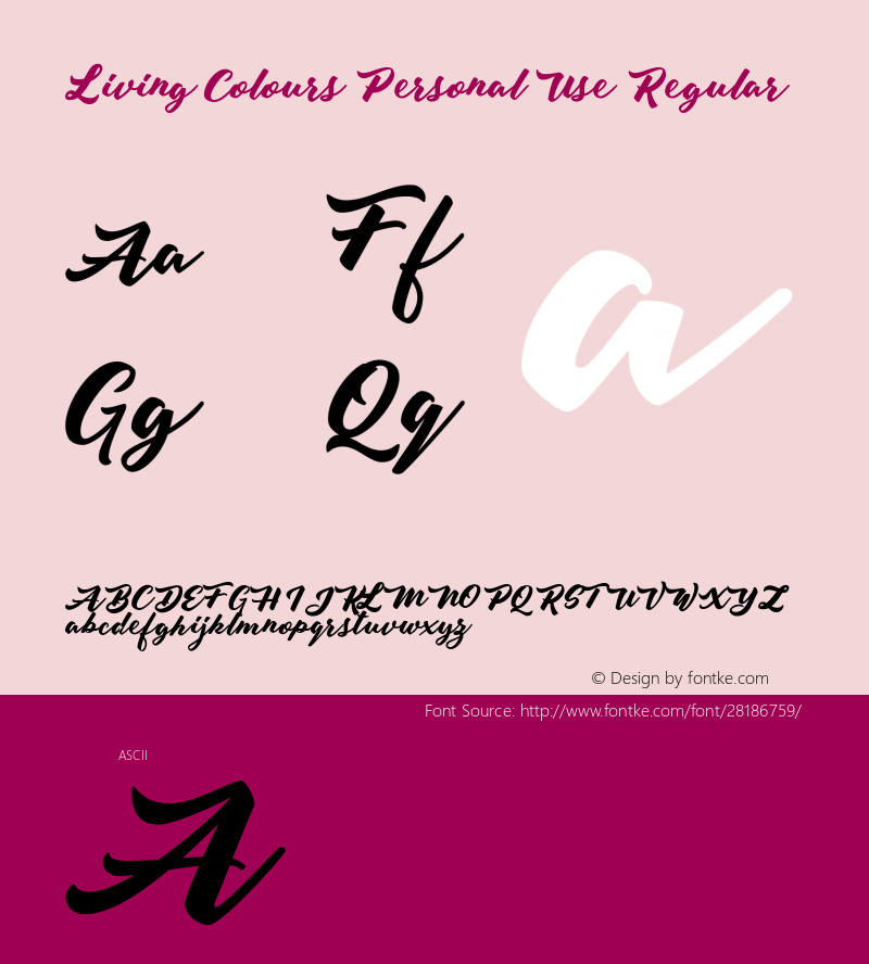 Living Colours Personal Use Version 1.000 Font Sample