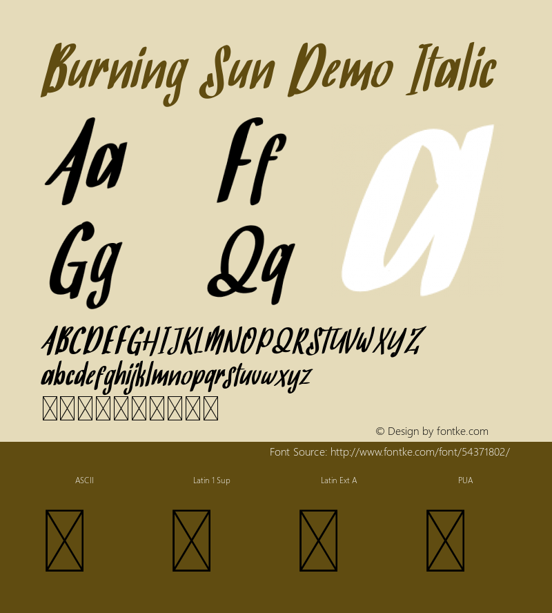 Burning Sun Demo Italic Version 1.002;Fontself Maker 3.4.0 Font Sample