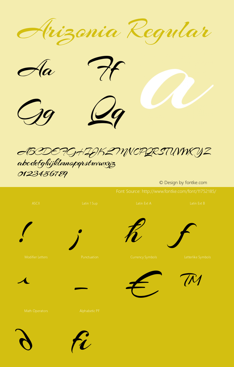 Arizonia Regular Version 1.003 Font Sample