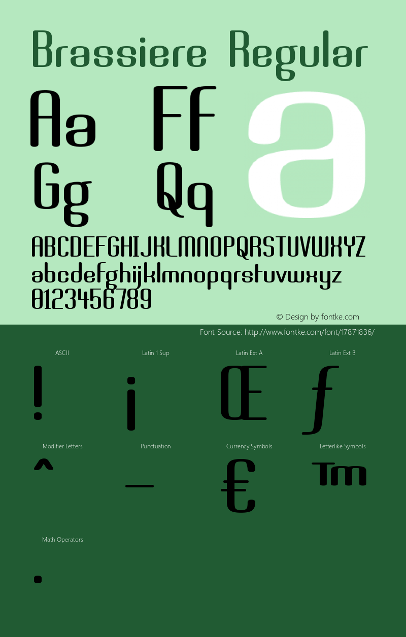 Brassiere Regular 1.0 Font Sample