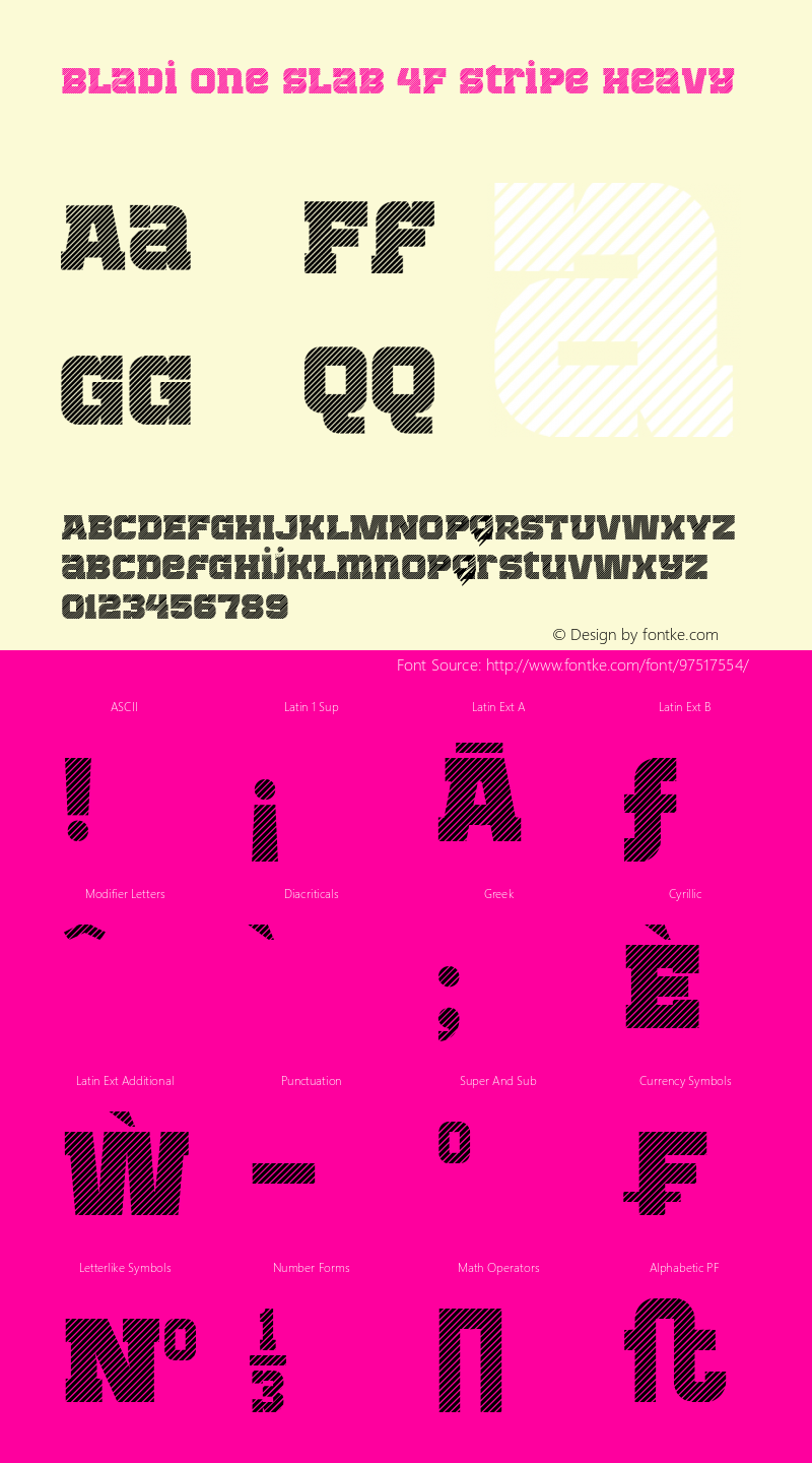 Bladi One Slab 4F Stripe Heavy 1.0 Font Sample