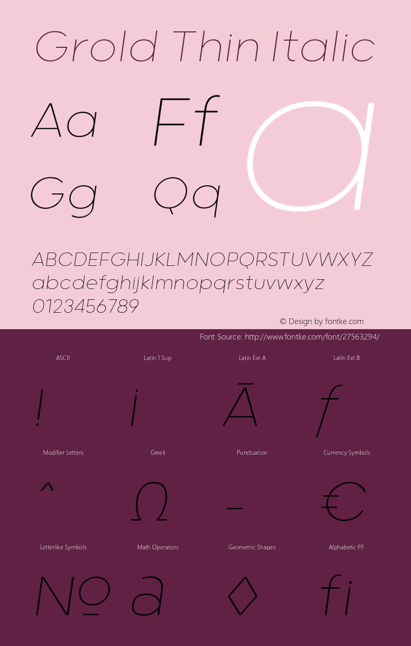 Grold Thin Italic Version 1.000;YWFTv17 Font Sample