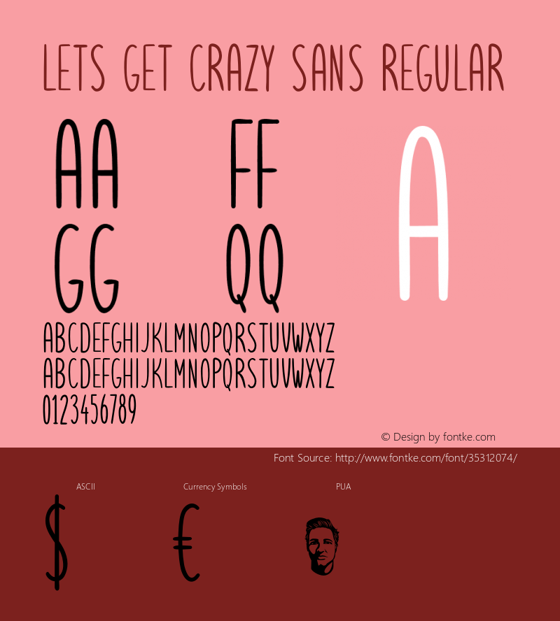 Letsgetcrazysans Version 1.000 2019 initial release Font Sample