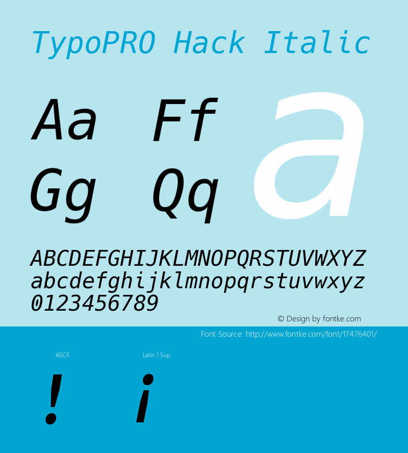 TypoPRO Hack Italic Version 2.020 Font Sample