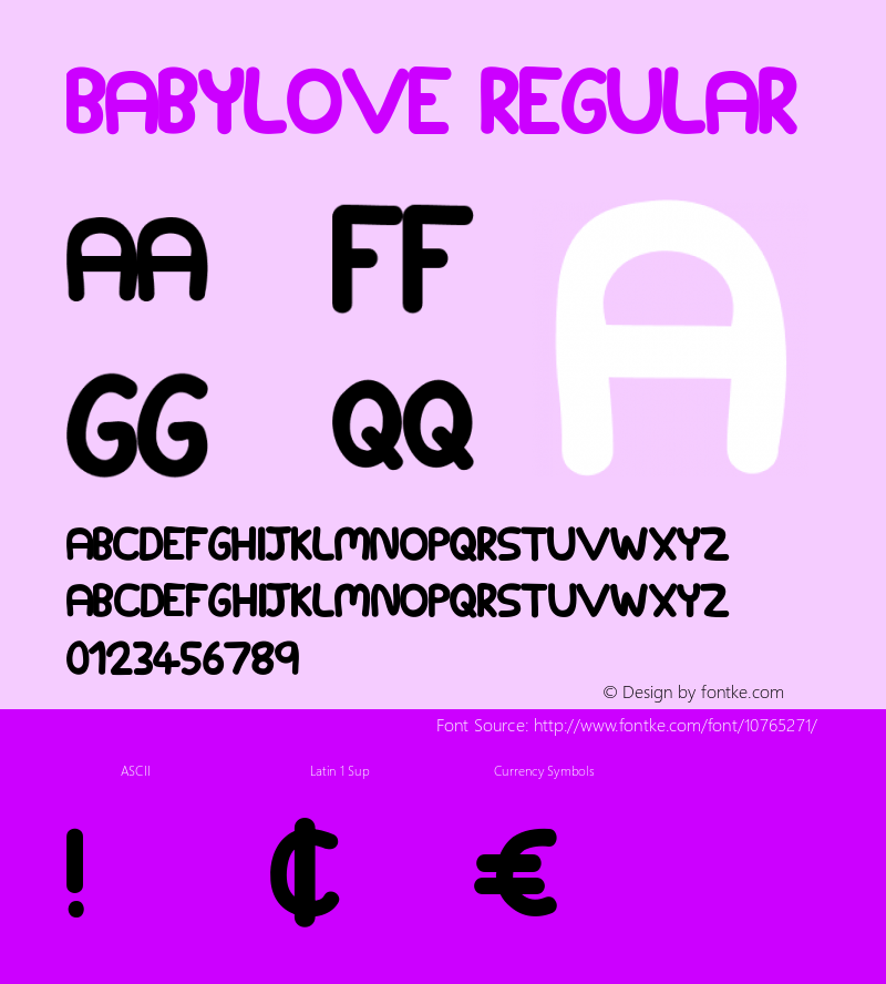 Babylove Regular Version 1.0 Font Sample